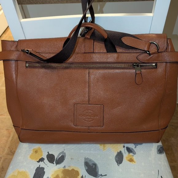 COACH Hudson Saddle Pebbled Brown Leather Messenger Bag - Picture 2 of 11